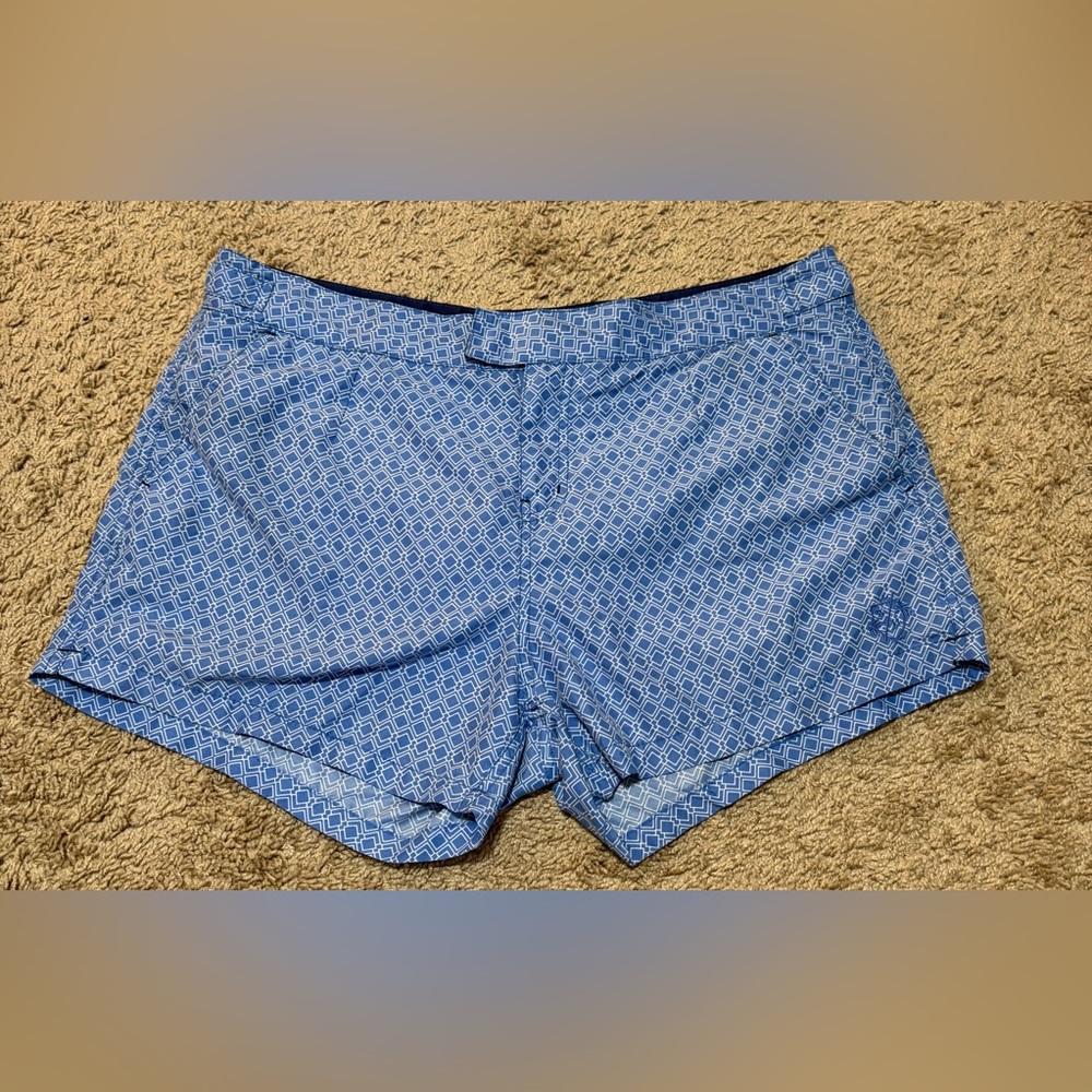 William Hunt Saville Row London Blue White 3” Inseam Shorts Mesh Lining